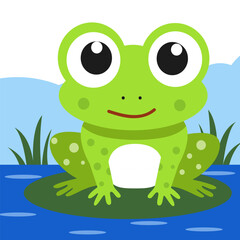  vector flat cute frog illustration