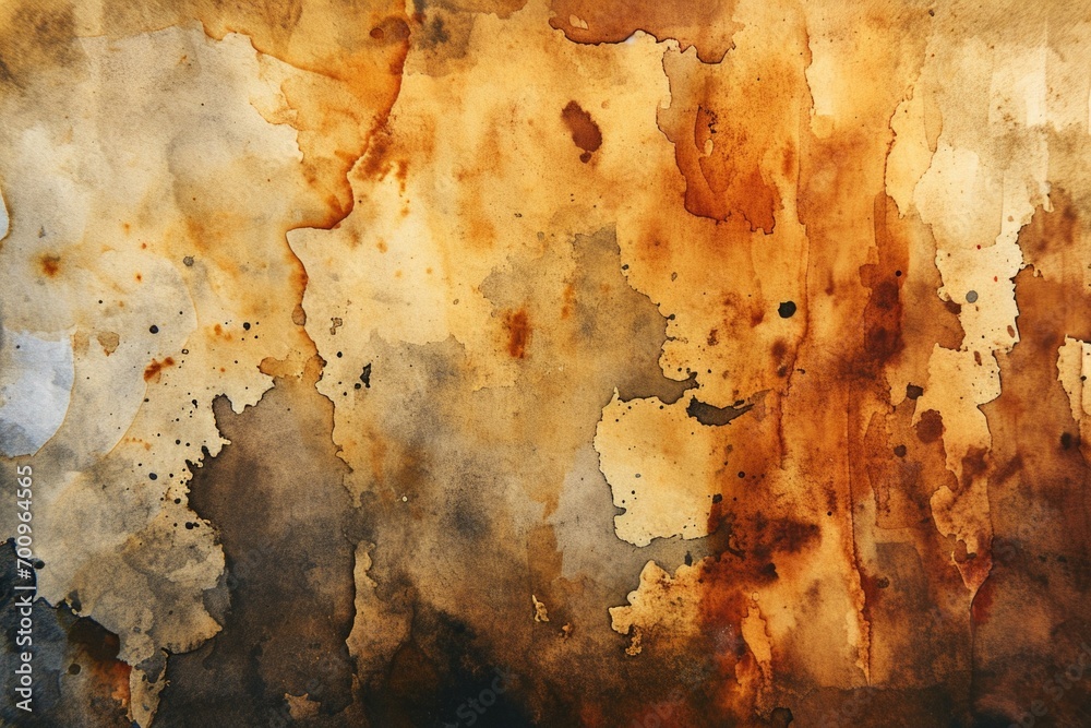 Poster A detailed view of a rusted wall with peeling paint. This image can be used to depict urban decay or as a background texture for design projects