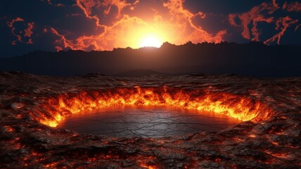 Fototapeta premium The Fiery Abyss, a volcanic crater