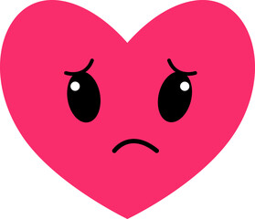 Heart, love, romance or valentine's day red vector icon with kawaii emoji for apps and websites