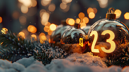 the number 23 on a christmas ball