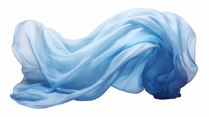 Obraz premium Blue cloth that is floating and hiding something unknown underneath. Fabric isolated on white background. 