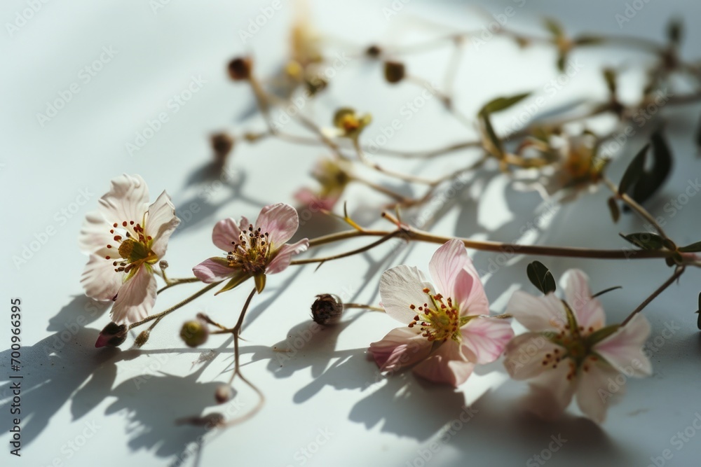 Poster A close up view of a bunch of flowers on a table. This image can be used to add a touch of nature and beauty to any project