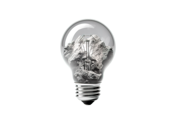 Empty light bulb against isolated on PNG Background. Generative Ai.