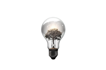 Empty light bulb against isolated on PNG Background. Generative Ai.
