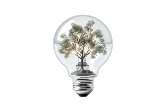 Empty light bulb against isolated on PNG Background. Generative Ai.