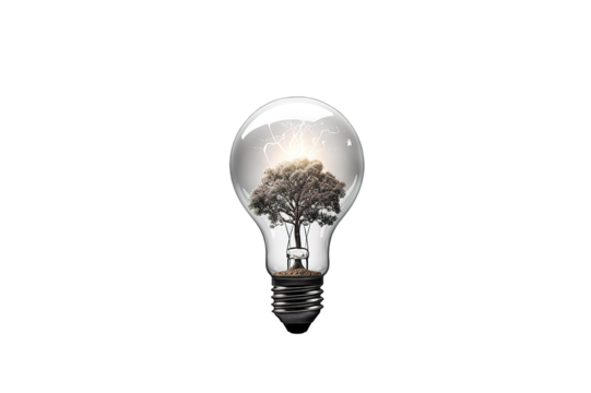 Empty light bulb against isolated on PNG Background. Generative Ai.