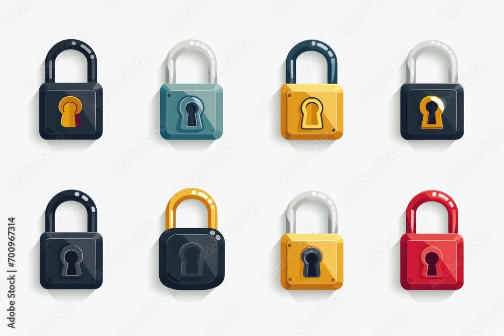 Aufkleber A collection of four padlocks in different colors. Suitable for security concepts and lock-related designs