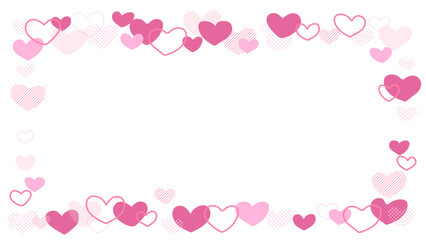 ピンク色のかわいいハートフレーム　16：9