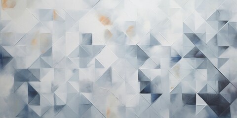 冬用の抽象油絵背景横長バナー）グレーと白の三角形のデザイン
