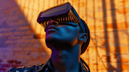 Fototapeta na wymiar Man with VR Headset