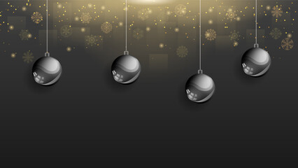 Abstract Winter Christmas Xmas Balls Holiday Decorations Celebration Happy New Year Black Dark Background Wallpaper Vector Design Style
