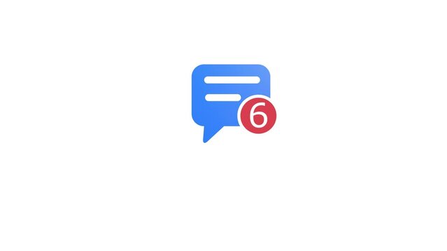 Message notification icon flat design, New unread 6 message icon motion background.