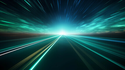 Fototapeta na wymiar green and white ray of light, modern technology, high speed infrastructure hero image