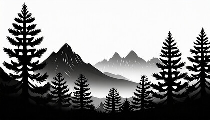 Fototapeta premium silhouette of mountain landscape illustration