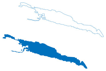 Ranseren Lake (Kingdom of Norway, Sweden) map vector illustration, scribble sketch Bije-Ransarn or Bijjie Raentsere map..