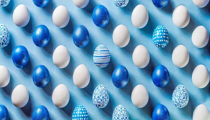 Easter Eggs Background with Decoration - Colorful Easter Eggs laid in Decorative Manners - Space...
