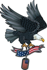 American eagle with USA flags tattoo