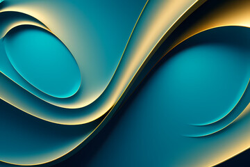 Abstract vector wavy lines flowing smooth curve gold blue gradient color in concept of luxury, technology, modern.