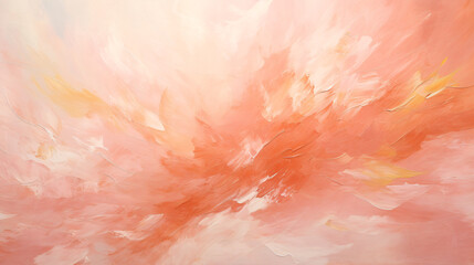Abstract painted strokes on a canvas. Texture of color as background in peach fuzz, the color of the year 2024.