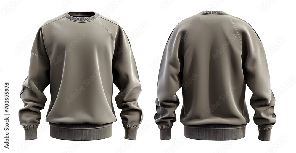 Wall mural gray sweatshirt mockup with front and back view - Wall murals