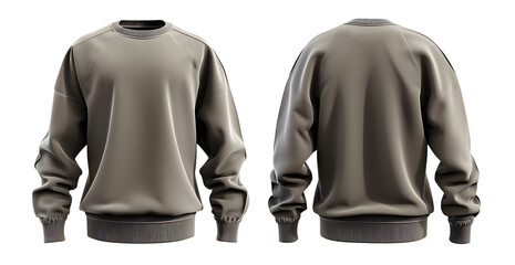 gray sweatshirt mockup with front and back view - obrazy, fototapety, plakaty