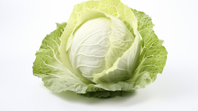 Green cabbage isolated on white background with full depth of field