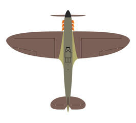 top view ww2 plane design with easy select able areas to edit