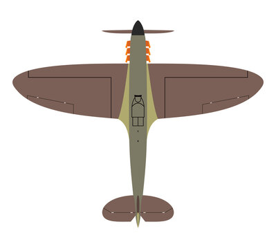 top view ww2 plane design with easy select able areas to edit