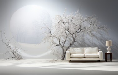 Fototapeta premium White scene on with spotlight on white bg