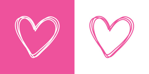 Logo del día de San Valentín. Silueta de marco con forma de corazón con líneas para su uso en felicitaciones y tarjetas - obrazy, fototapety, plakaty