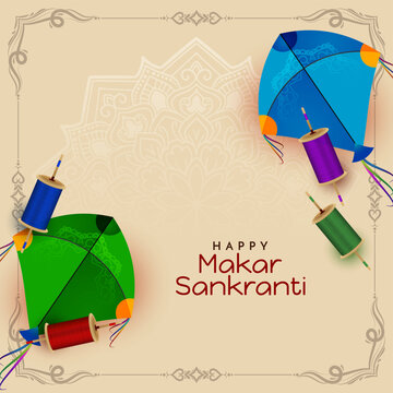 Beautiful Happy Makar Sankranti Indian festival greeting background design