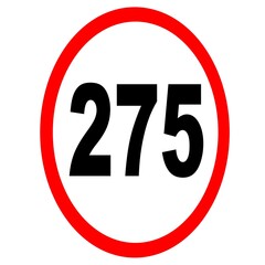 Road speed limit 275.Road sign