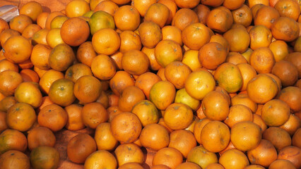 Fresh orange fruits displayed for sale
