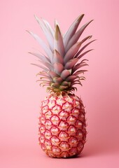 A Vibrant Pineapple Against a Soft Pink Background