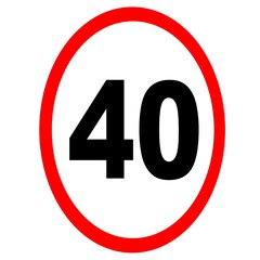 Road speed limit.40 road sign
