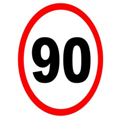 Road speed limit 90 road sign