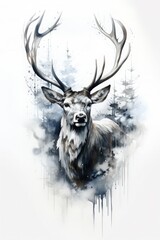 A Majestic Drawing of a Deer with Elegant Antlers