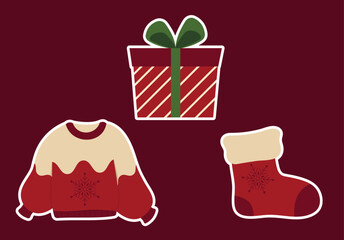 Christmas holiday festive design vector icon arts. Cute Christmas simple decoration arts for holiday month
