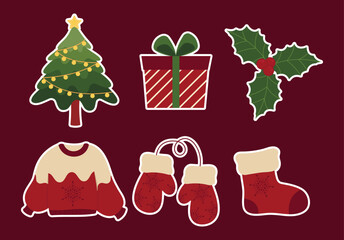 Christmas holiday festive design vector icon arts. Cute Christmas simple decoration arts for holiday month