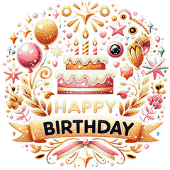 happy birthday badge for greeting card
