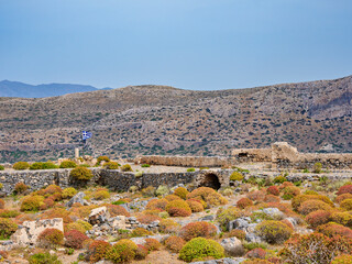 Venetian Fort Ruins, Imeri Gramvousa, Chania Region, Crete, Greece - obrazy, fototapety, plakaty