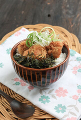 Japanese Style Crispy Fried Chicken or Tori Karaage with Steamed Rice
