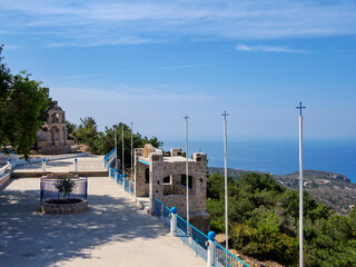 Terrace of Saint John the Baptist Holy Orthodox Chapel of Thyme, Kos Island, Dodecanese, Greece