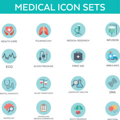 set of flat icons for medical need