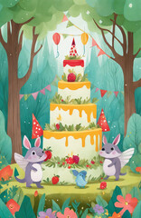 Fototapeta premium Vibrant Happy Birthday Celebration Card Image