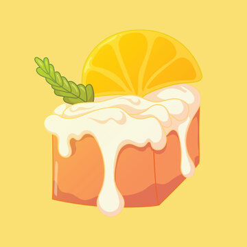 Lemon pound cake cute vector illustration