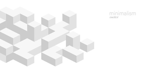 Technological white background .Isometric squares.Geometric lines.Abstract tech.Vector illustration.