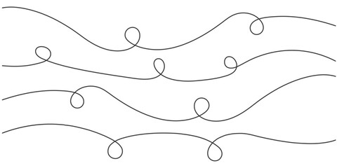 Set of drawn lines. Abstract drawing. Linear curls.Vector illustration.