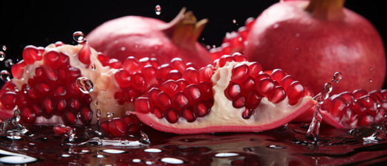 Dramatic close-up of a vibrant red pomegranate.